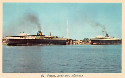 Ludington MI Pere Marquette Car Ferry SS City of Midland 41 Vtg Postcard A28