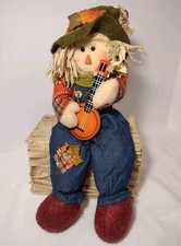 Avon Joe Scarecrow Musical Harvest Sitter On Bale of Hay Tested Works 14”