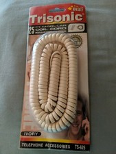 25ft. VintageTelephone Coiled Handset Phone Cord Modular Plug Ivory TS-625 NEW 