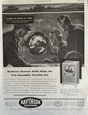1950 Raytheon Television Mayfair Model C-1715 Radar Peace War Vintage Print Ad