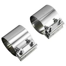 2PCS 3" Exhaust Clamp Butt Joint  Band Clamp Sleeve Coupler For Mufflers Pipes