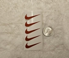 Five 1.5", 2.0" or 2.5" Nike Swoosh Logo Iron On Decal / FREE SHIP in the US