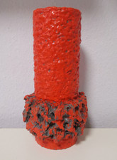 Vintage Pottery Vase 1970s Orange Approx 36cm Tall
