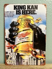 Miller High Life "King Kan Is Here" Aluminum Metal Sign 8"x12" King Kong Can