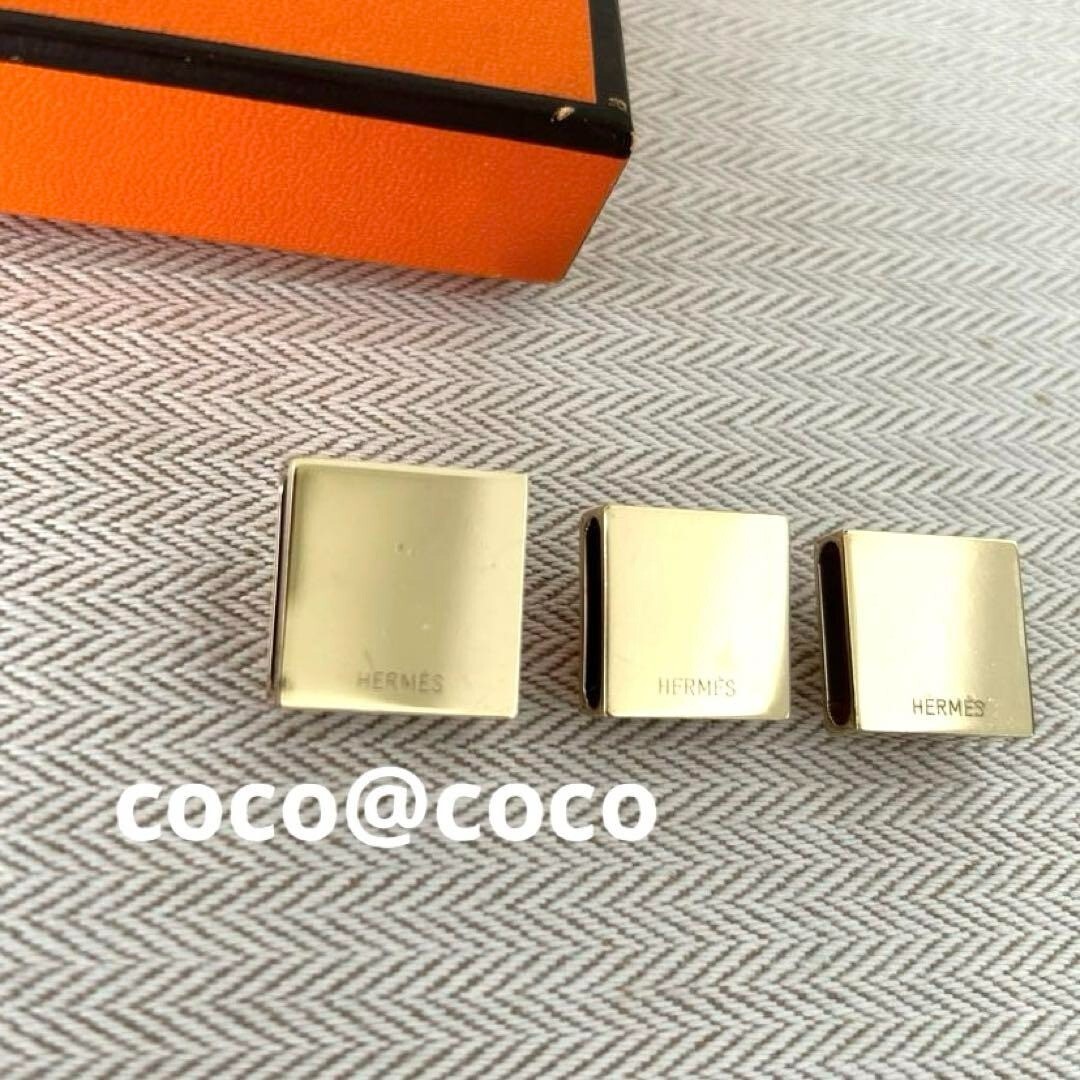 Hermes Gold Medor Scarf Ring Set Pieces Large Inch Small Inch  Used