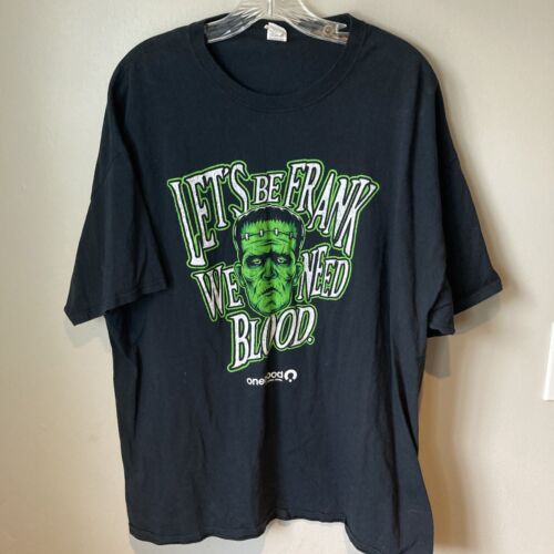 Lets Be Frank Halloween T Shirt Adult 2XL Black Oneblood Frankenstein FOTL - Picture 1 of 4
