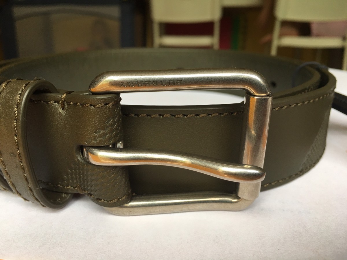 Burberry Men's Mark Embossed-check Leather Belt for sale online