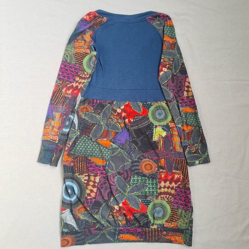 Vestido Desigual para mujer línea A hasta la rodilla talla M manga larga floral mezcla de algodón - Imagen 9 de 20