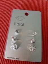 Modeschmuck 3 Paar Silberfarbene Ohrstecker