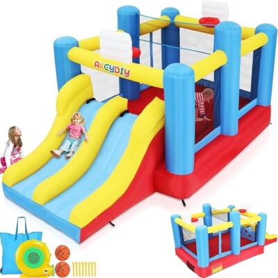 Inflatable Bounce House, Outdoor Indoor Bouncy House with Blower for Kids 3-12 