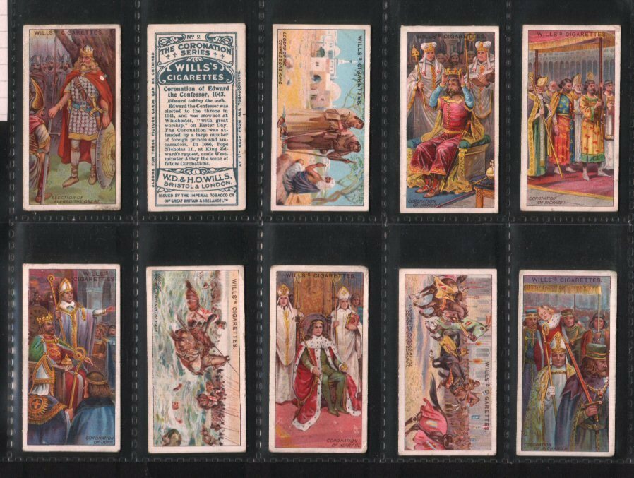 Tobacco cigarette cards English Coronation stories set