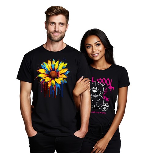 Sunflower Paint Drip Design t-shirt - Funny and Vibrant! Unisex Printed Design, - Picture 9 of 38