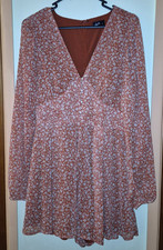 Dotti Womens Orange Reddish Brown Long Sleeve Floral Leaf Playsuit Size 10