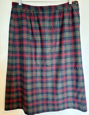 Pendleton Wool Lined Red Navy Forest Green Plaid MacLennan Tartan Skirt Size 16