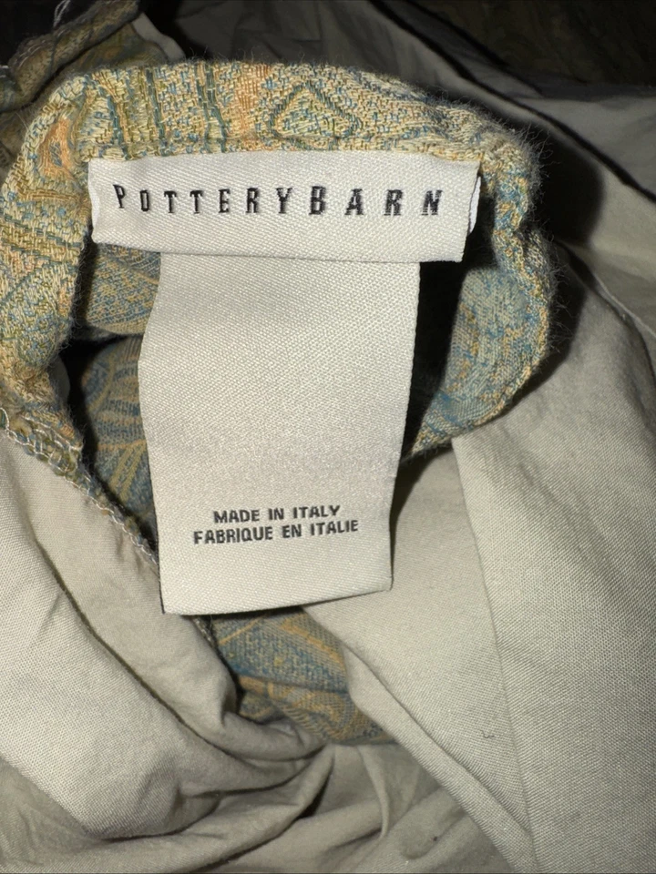 Funda nórdica completa POTTERY BARN Sabrine Queen para edredón cachemir algodón verde Foto 3 de 4