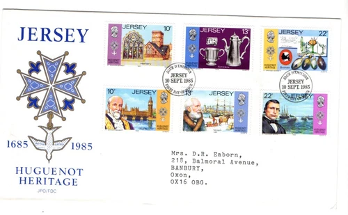 1985 JERSEY - HUGUENOT HERITAGE FDC FROM COLLECTION N38