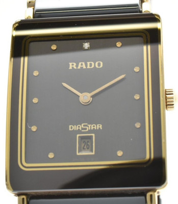 【Near MINT】 Vintage RADO DiaStar 160.0281.3N Black Date Ceramic Qz Men's Watch