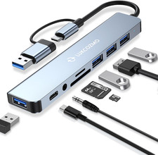 8-In-1 USB C Hub with 4 USB 3.0 Ports SD/TF Card Reader