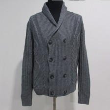 ALLAN  CLARK Aran Wool Blend Cardigan Grey Chest 50/52 Size 2XL SKU Y13293