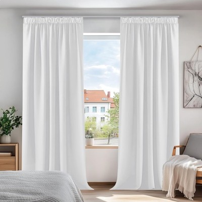 Wohnzimmer Verdunkelungsvorhänge, Rüschenband, 245 x 140 cm, Silbergrau, 2er Set