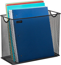 Vertical File Storage, Desktop Organizer, Hanging Files, Office, Metal Mesh, 12.