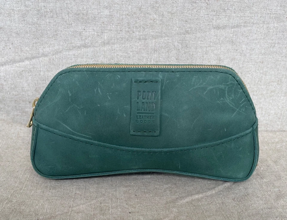 Bolso de belleza maquillaje almacenamiento de cosméticos cuero grano rico verde Portland Foto 2 de 4