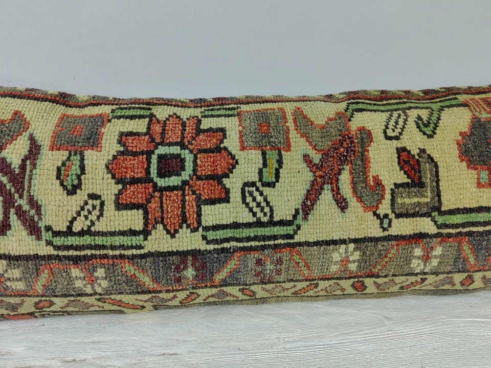 Vintage Kilim Lumbar Pillow 12x40 Long Decorative Sofa Cushion Made from Turkish - Image 3 of 4