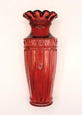 Vtg Fenton Art Glass Country Cranberry 7.25" Bib Urn Vase