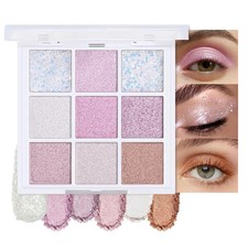 9 Colors Pink White Pastel Sparkly Glitter Sparkle Eyeshadow Palette