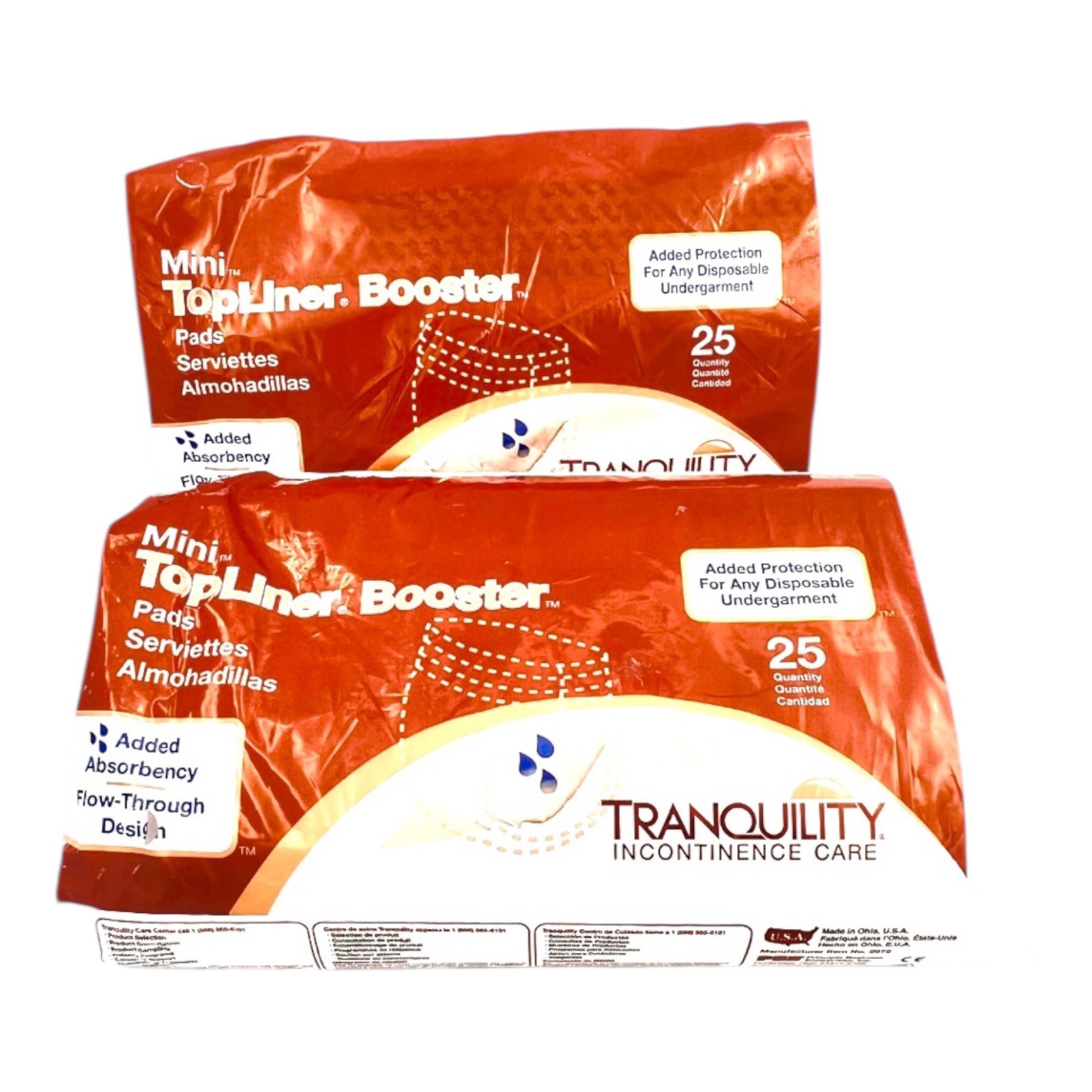 Incontinence Booster Pads TopLiner MINI Flow Through 10.5”x 2.75” 50 Pads Total