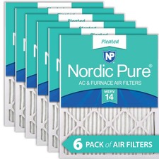 20x22x1 19 1/2x21 7/16 Pleated MERV 14 Air Filters 6 Pack