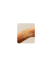 Gold Chain Bracelets Set for Women - 14K Gold Plated Dainty Cuban Link Bracelet