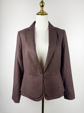 Talbots Womens 4 Italian Wool Blazer Jacket Brown Tweed Micro Check Workwear