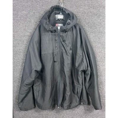 VTG Wilson Windbreaker Track Jacket Mens Size XL Black Full Zip Hooded  *READ