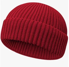 Wool Fisherman Beanie for Men Women Short Style Warm Winter Knit Watch Cap..