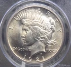 1921 "P" Peace Dollar "HIGH RELIEF" $1 PCGS MS63 #968 Unc BU Uncirculated ECC&C