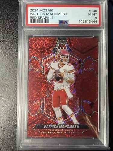 2024 Patrick Mahomes II Panini Mosaic Red Sparkle #106 Kansas City Chiefs PSA 9
