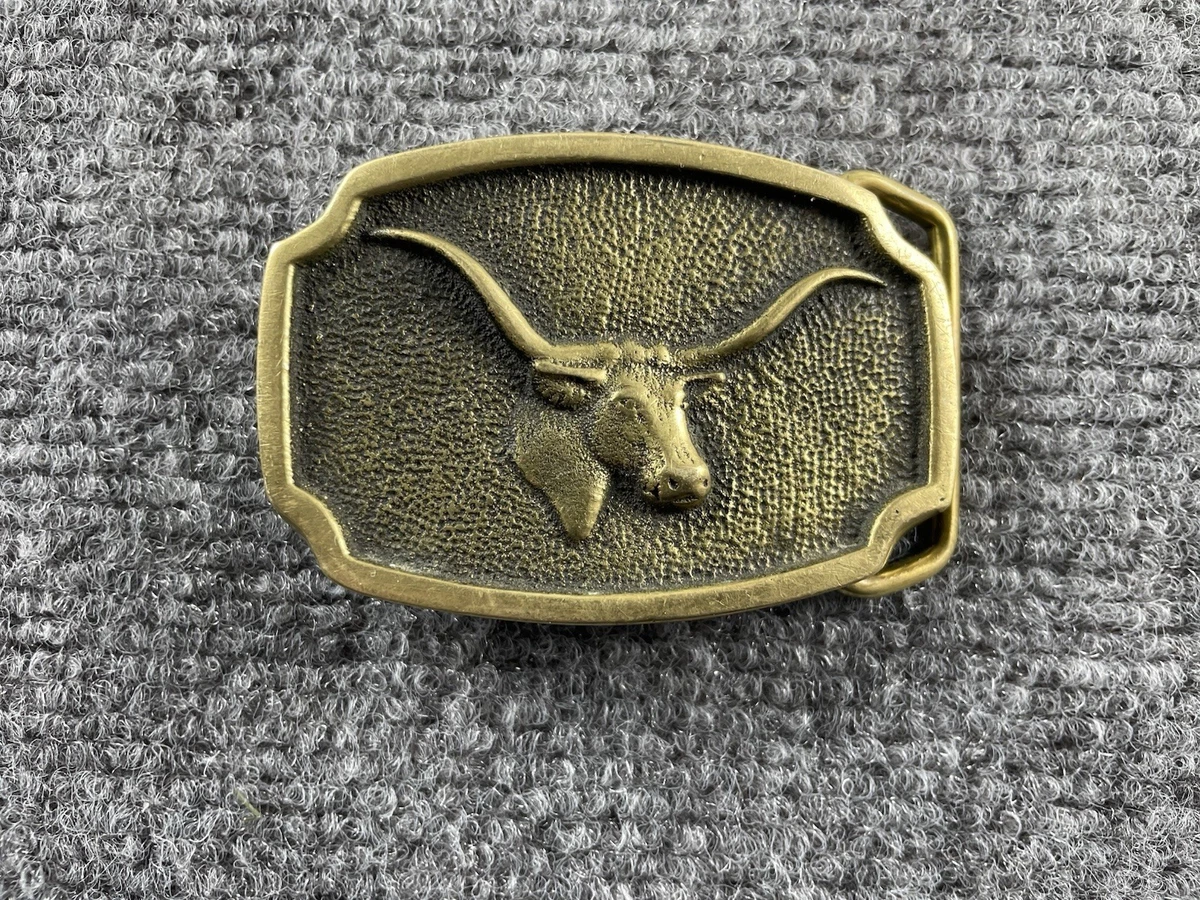 Vintage Brass, Wood & Dendritic Agate Quartz Belt Buckle. BTS 1983. Made In USA BTS Vintage Brass Belt Buckle w/ Polished Wood and Stone  main image 4