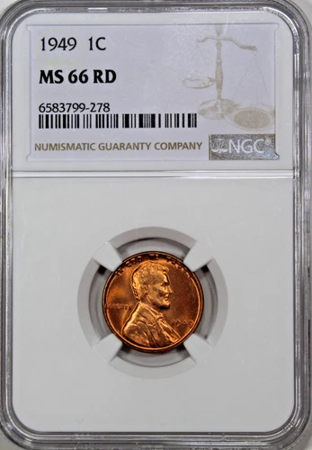1949 NGC MS66 Red Lincoln Wheat Cent | Free Shipping