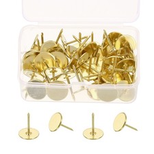 50Pcs Thumb Tacks 5/8"x13/16" Flat Head Upholstery Push Pins Gold