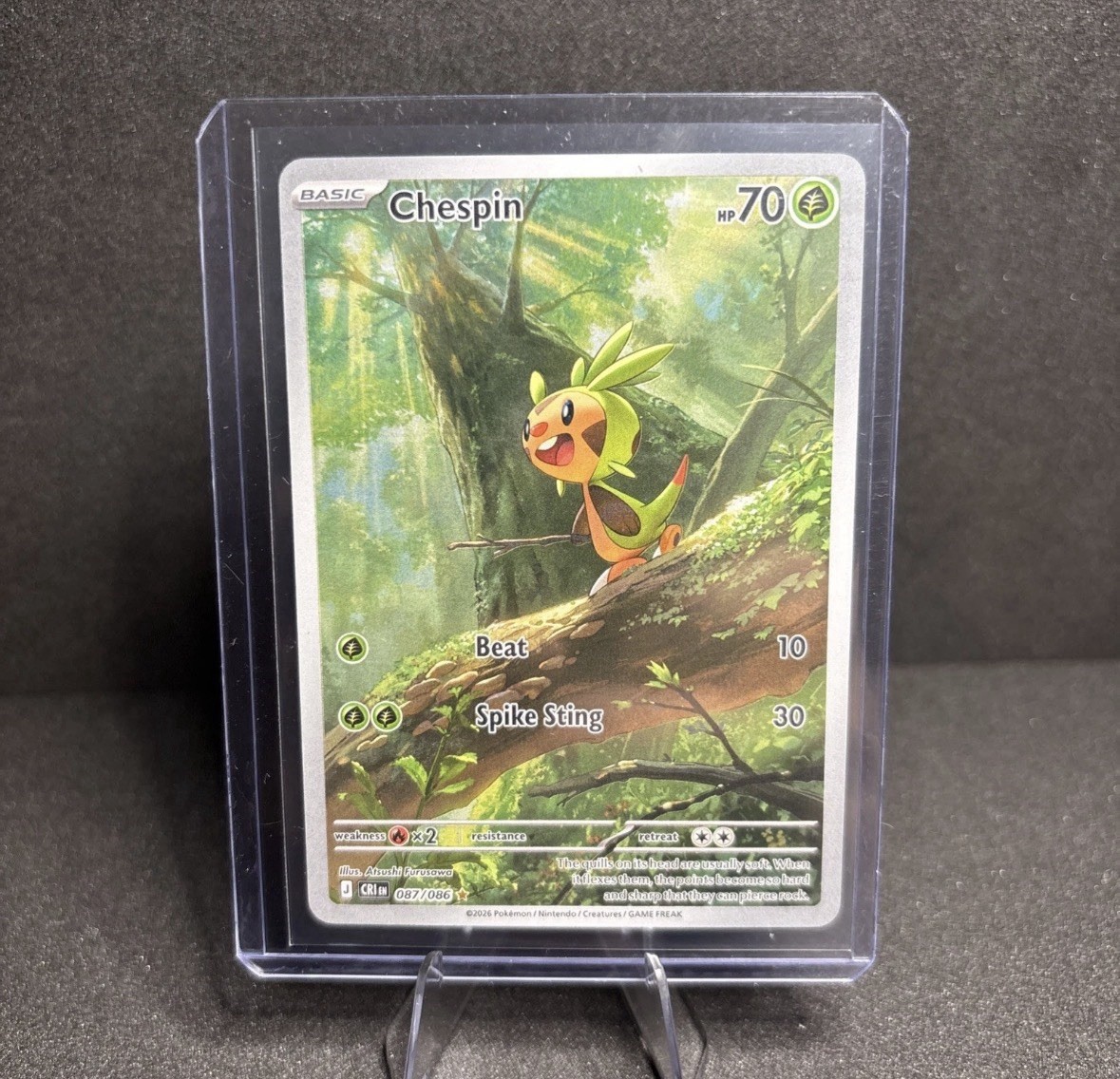 Chespin 087/086 Illustration Rare IR Pokemon Chaos Rising NM