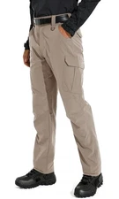 Men's Lightweight Ripstop Stretch Tactical Pants, Water Resistant Work Cargo ...