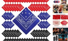 100 Pack Bandanas Unisex Paisley Bandanas Bulk Multi Blue, Black, Red Stylish