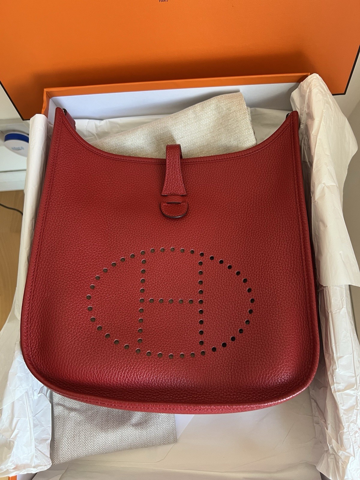 Hermes Evelyne 29 - Rouge Casaque Taurillon Clemence