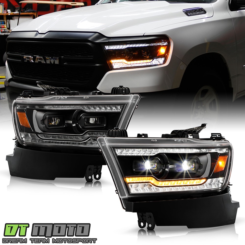 2019-2022 Ram 1500 Black Full LED Sequential Turn Dual LED Projector Headlights