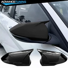 Fits 21-25 Hyundai Elantra 4DR Gloss Black ABS Rear View Side Mirror Cover Cap