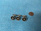 VTG MCM Silver With Black Enamel And Clear Stone Cufflinks (set Of 3) — photo 1
