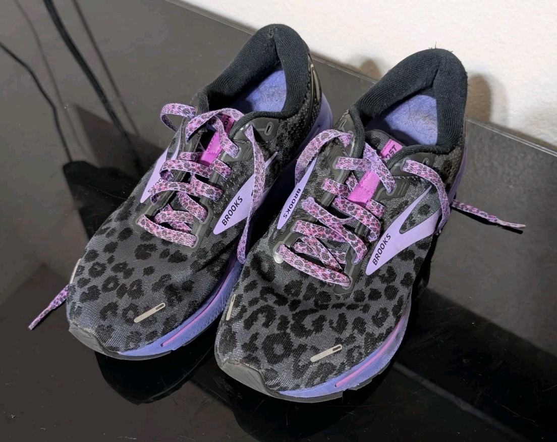 Purple Brooks Cheetah Print Shoes NEW Brooks Purple Black Cheetah