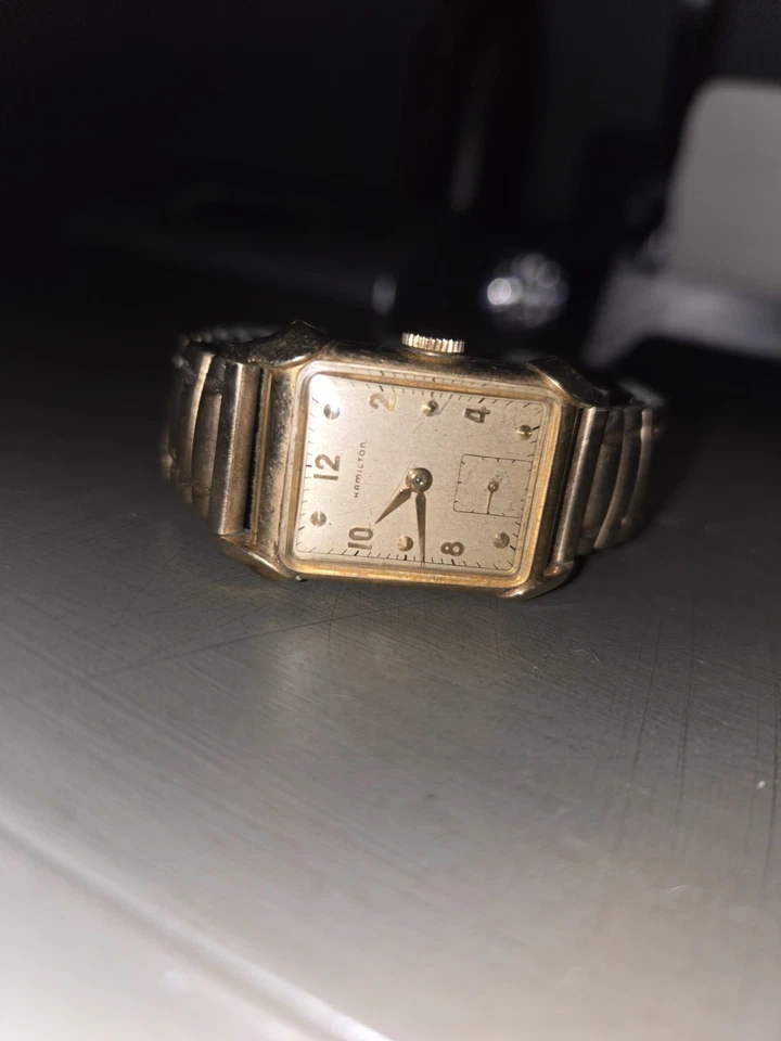 Vintage Hamilton Relógio de Pulso Feminino 17J Vento Mecânico Banda Flexível Folheada a Ouro - Imagem 4 de 4