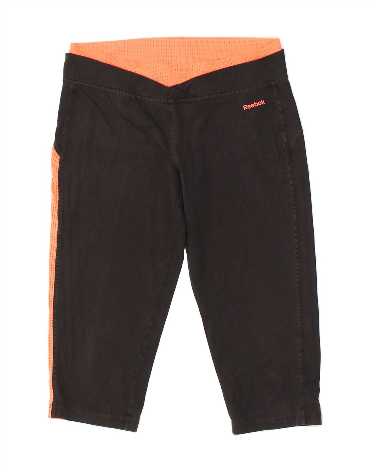 REEBOK Womens Capri Tracksuit Trousers UK 8/10 Small Black Cotton AG02